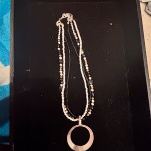 Elegant Silver and Black Pendant Necklace